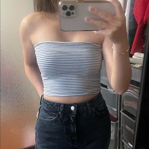 NWOT BRANDY MELVILLE BABY BLUE STRIPE TUBE TOP